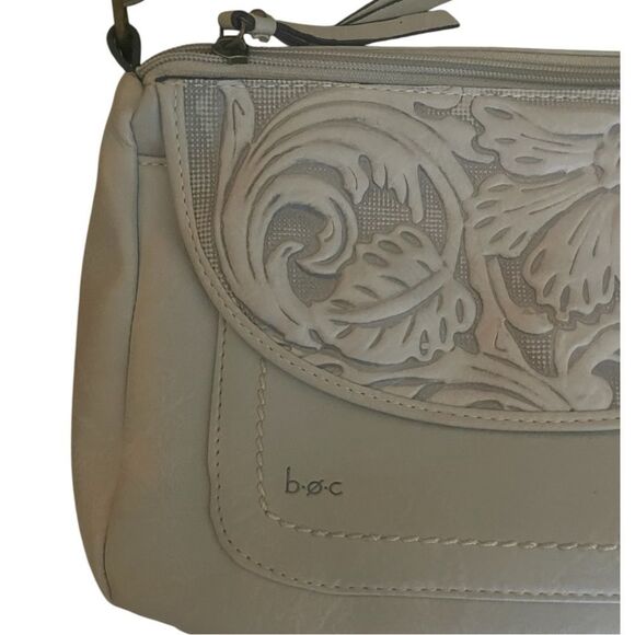 B.O.C. Gray Western Style Embossed Vegan Leather Crossbody Shoulder Bag - Picture 3 of 8